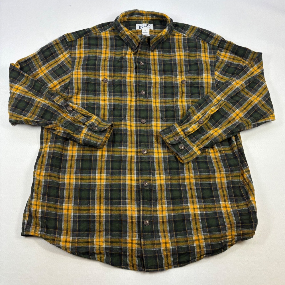 DULUTH Mens Cotton Flannel Shirt‎ Button Down Cabincore Plaid Size XL Gorpcore